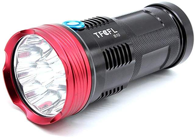 TFCFL 10,000 Lumen Flashlight w/4 18650 Batteries