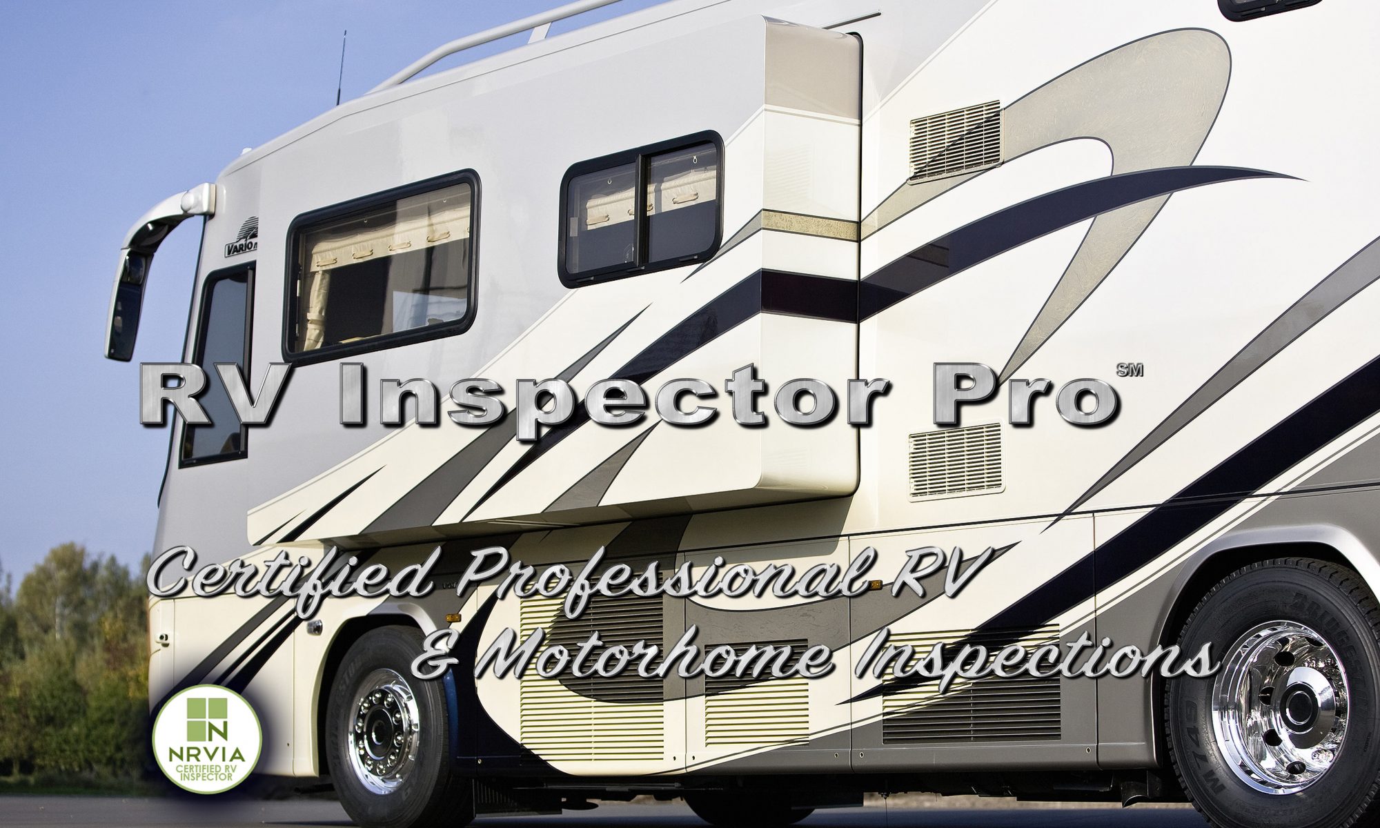 RV Inspector Pro logo over motorhome