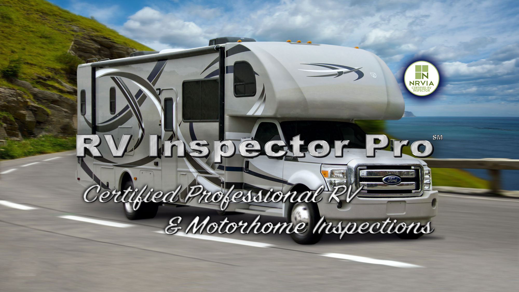 RV Inspector Pro logo with motorhome and NRVIA certification